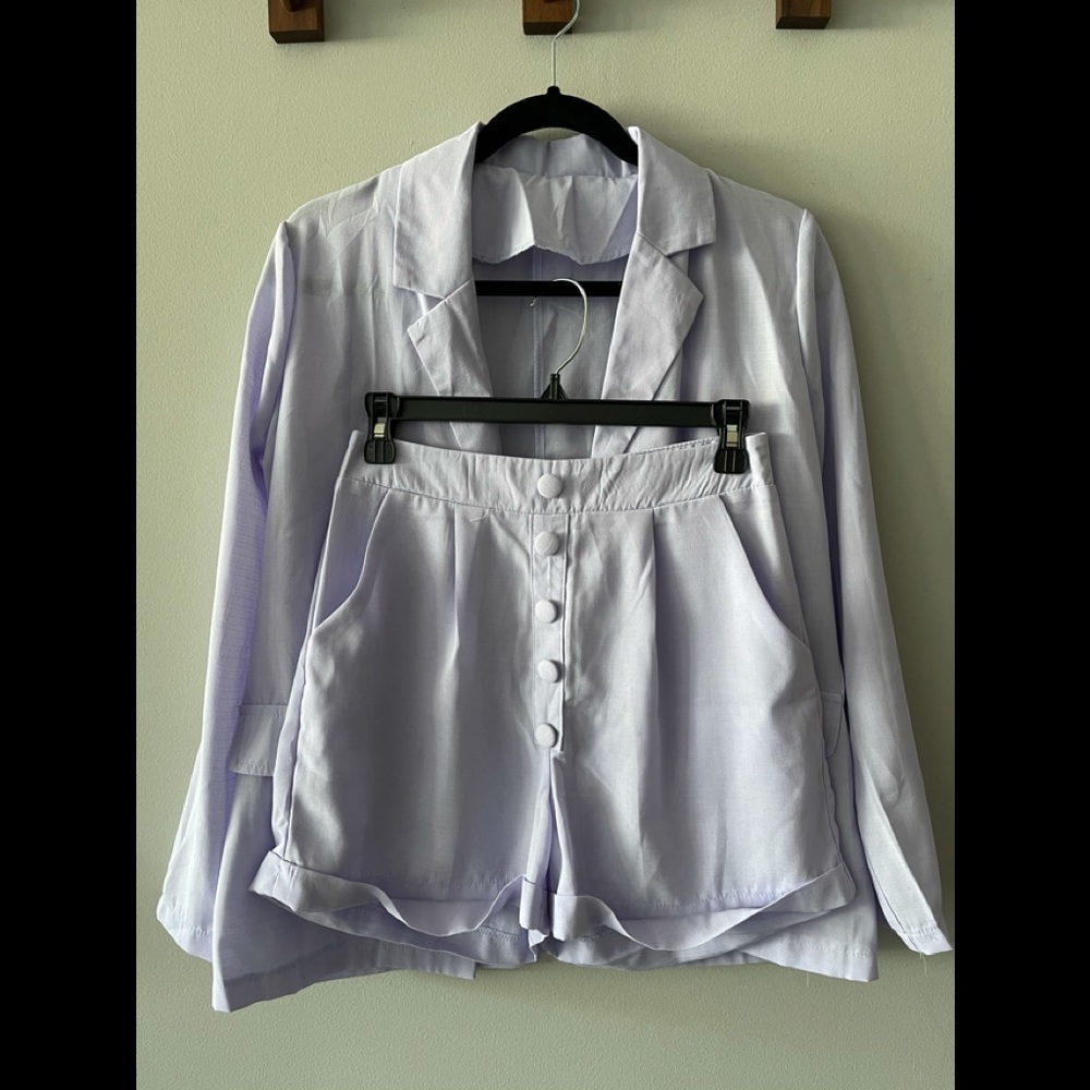 Lavender purple blazer and shorts set